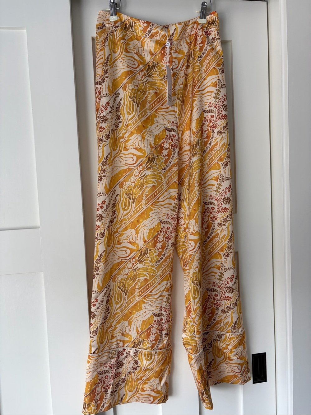 NWT Sage Women's Yellow Floral Wide-Leg High Waist Pants